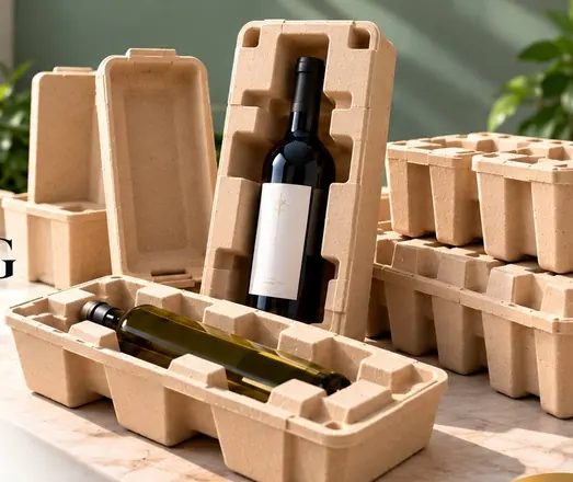 Illustrative pulp fibre inserts for bottle protection
