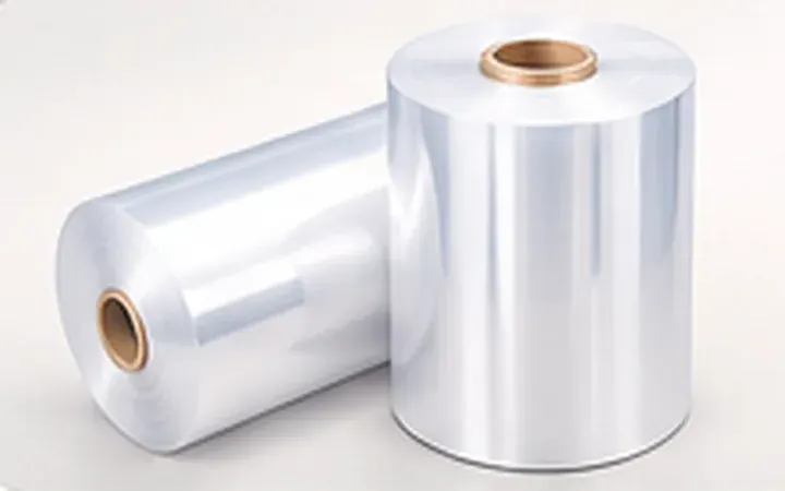 Illustrative transparent shrink wrap film rolls